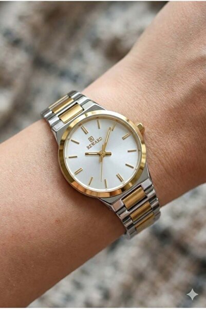 Reward Gümüş & Altın Renk Kadın Kol Saati | 22 mm Çelik Kasa, Çift Renk Çelik...