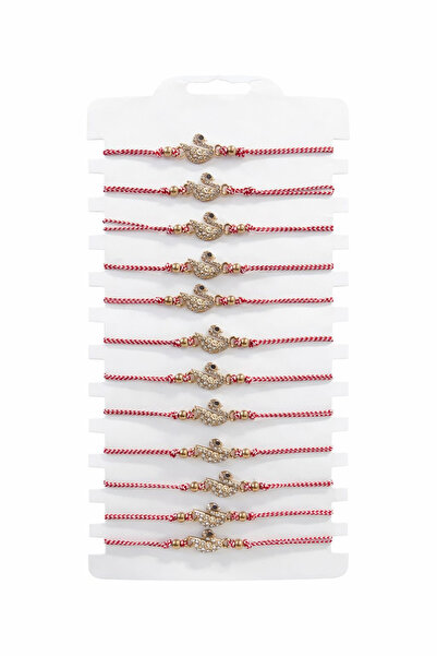 OEM Set of 12 adjustable Martisor bracelets, Swan with crystals, March 1st gift