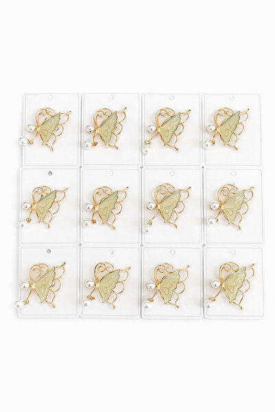 OEM Set de 12 broșe Mărțișor, 5cm, Fluture cu perle, Cadou de 1 Martie