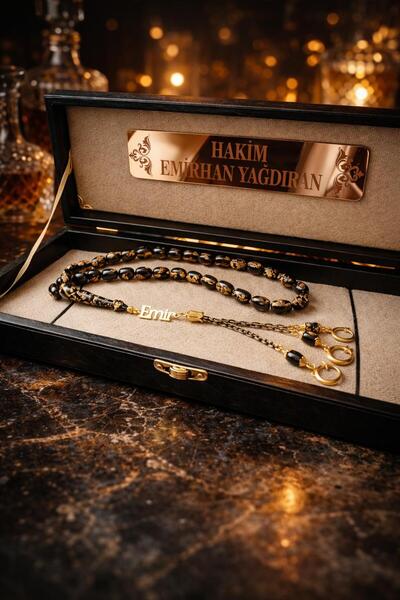 KEHRİADANA TESBİHCİLİK KEHRİADANA TESBİHCİLİKSiyah Altın Parçacıklı Kehribar ...