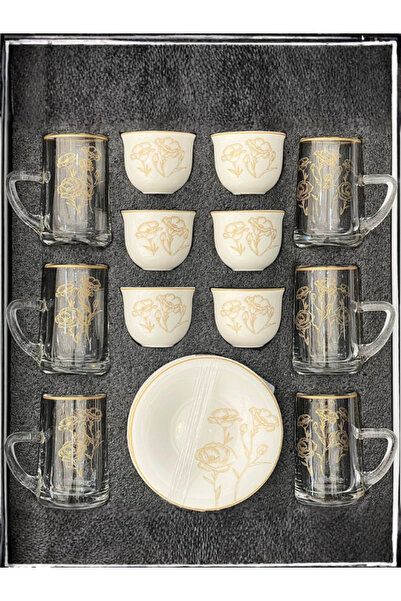 Generic 18-piece tea set with a luxurious design and elegant gold accents