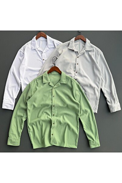 Beylerce 3 Pieces Corded Fabric Fabric Draped Shirt