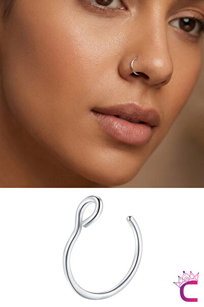 Cinderella Accessories 2'li Deliksiz Cerrahi Çelik Sıkıştırmalı Burun Piercin...
