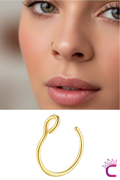 Cinderella Accessories 2'li Gold Deliksiz Cerrahi Çelik Sıkıştırmalı Fake Bur...