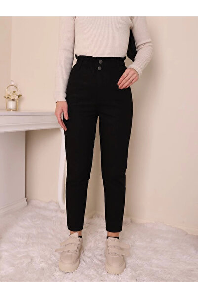 nedo7 High Waist Jeans with Elastic Waist - Black