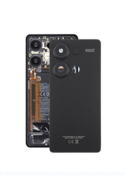 Piaks Xiaomi Redmi Note 13 Pro 4G Arka Pil Batarya Kapağı Kamera Lensli - Siy...