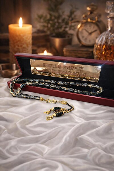 KEHRİADANA TESBİHCİLİK Kehriadana Tesbihçilik SİYAH- ALTIN PARÇACIKLI 925 AYA...