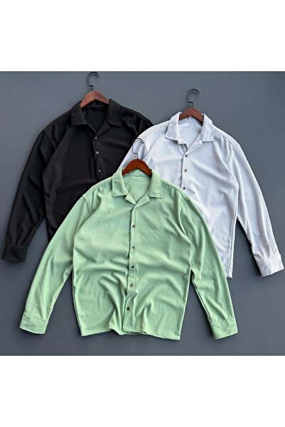 Beylerce 3 Pieces Corded Fabric Fabric Draped Shirt