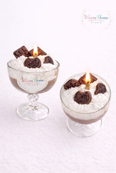 WarmHome Studio Warm Home Studıo Çikolata Kremalı Dekoratif Mum | Ahşap Fitilli