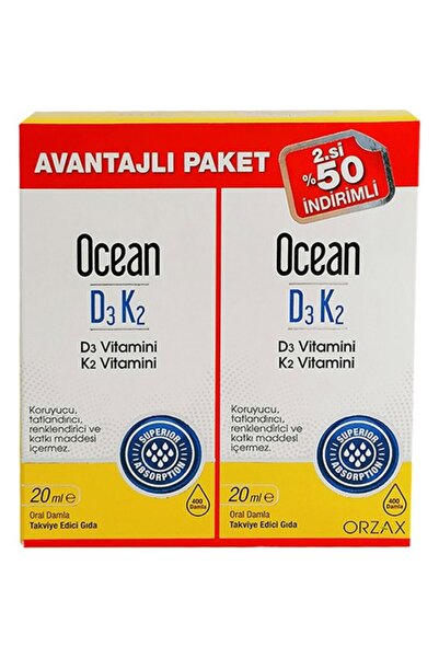 Orzax Ocean D3 Vitamin + K2 Vitamin 20 ml + 20 ml Oral Drops