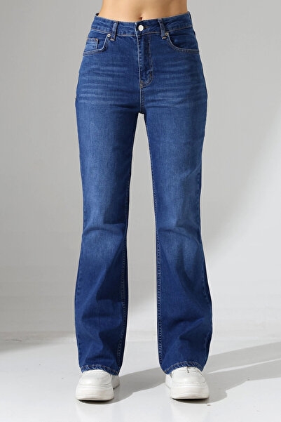 Cool & Sexy يبرز انحناءات الجسم جينز عالي الخصر وواسع الساقين