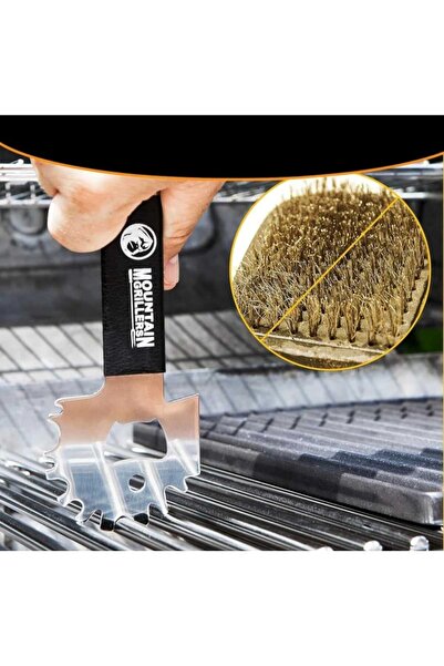 MOUNTAIN GRILLERS Grill scraper, stainless steel/PU leather, silver/black, 17...