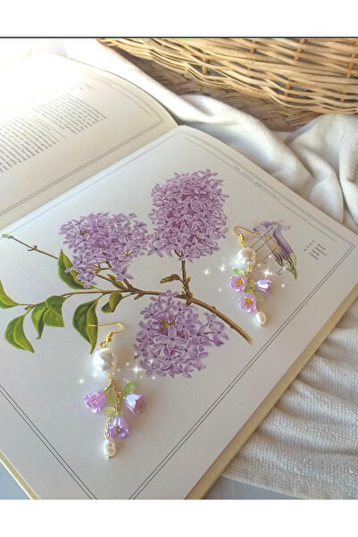 Serashine Fransız esintili tasarım lila çiçek küpe 🪻