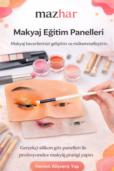 mazhar 5D Silikon Makyaj Eğitim Yüzü – Gerçekçi Makyaj Pratik Derisi – Microp...