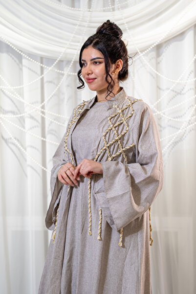 Hasnaa Abaya Elegant two-piece Kuwaiti linen jalabiya