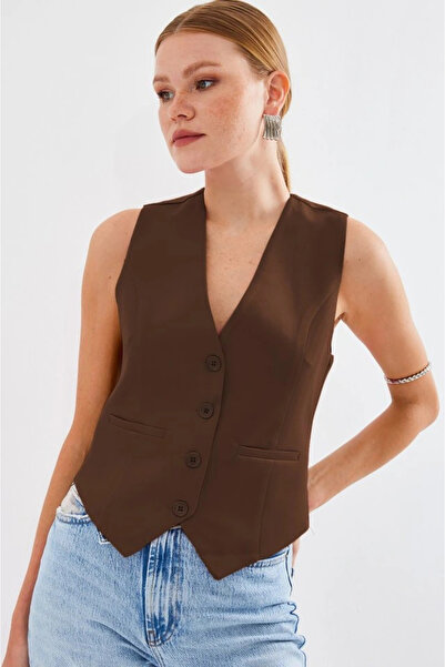 nedo7    6796 Short Woven Vest - Brown