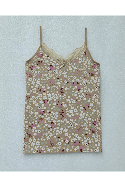 nedo7 Lace Patterned Tank Top with Rope Straps - Mink