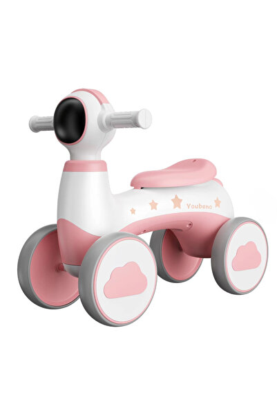 OEM Bicicleta de echilibru, fara pedale,cu 4 roti ,cu muzica si lumini,roz