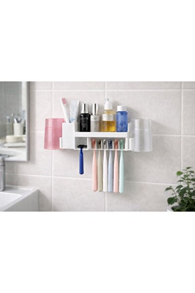 OEM Suport Periuțe de Dinți Autoadeziv, Organizator Baie cu Pahare, Montaj Fă...