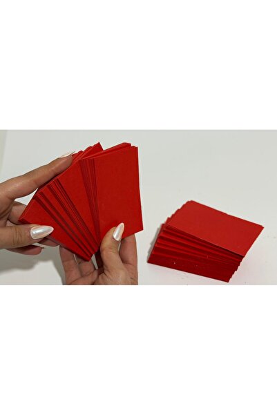 Orbak Kağıt Kırmızı Boş Kelime Kartları Etiket 5X8cm 100 Adet Boş Kart Boş Ka...