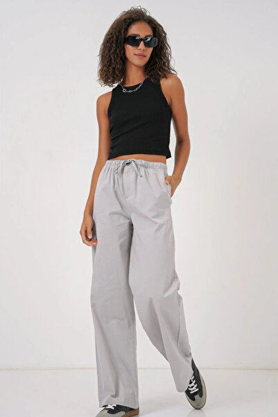nedo7    6690 Wide Leg High Waist Trousers - Gray