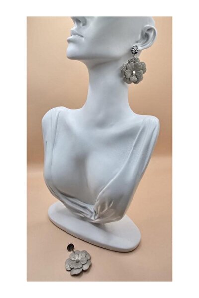 Verdandi Leather GREY FLOWER EARRINGS