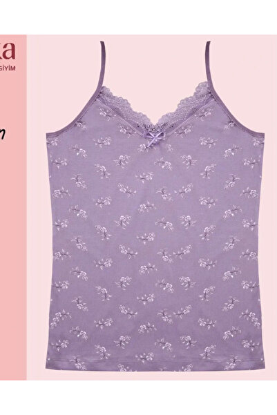 nedo7 Lace Patterned Tank Top with Rope Straps - Purple