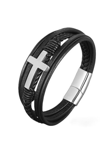 OUTFİT MAN Black Cross Bracelet