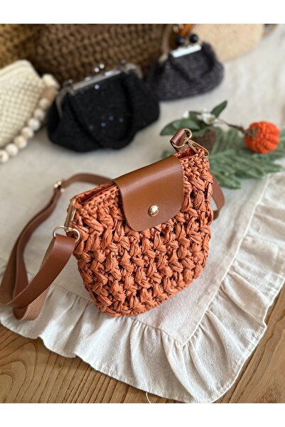 Demet Aura Doğal Hasır Örgü Çapraz Askılı Kadın Çanta