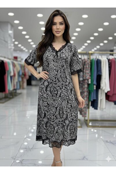 LaFont قميص ميدي بطول منتصف الساق مزين بدانتيل لاطلاله انيقه وجذابه