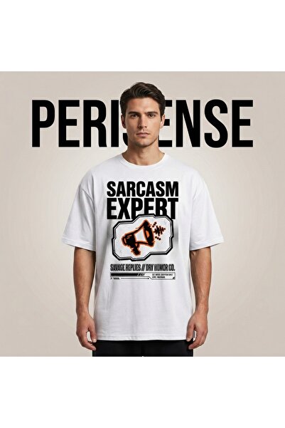 PERISENSE تي شيرت للجنسين من Sarcasm Expert مطبوع مصنوع من القطن الممشط الفاخ...