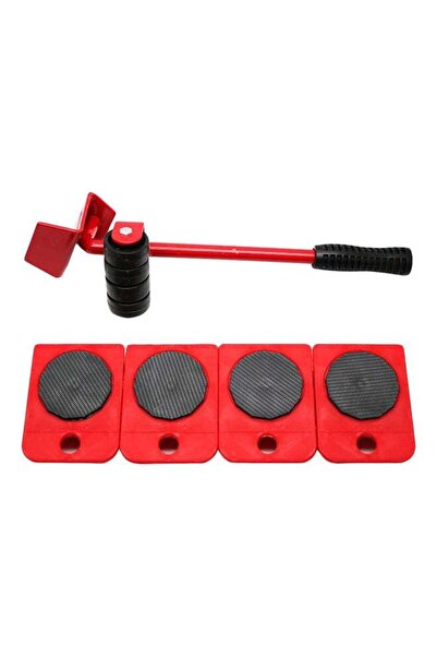 Generic مجموعة من 5 قطع منزلقة سهلة الرفع لنقل الأثاث، باللونين الأحمر والأسود