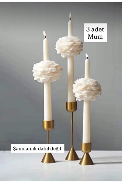 Bautinq Store 3 adet Şakayık Çiçekli Dekoratif Kokulu Mum
