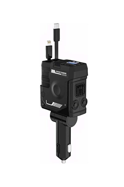 Hoco شاحن سيارة سريع بقدرة 66 واط و12/24 فولت مع كابل شحن قابل للسحب