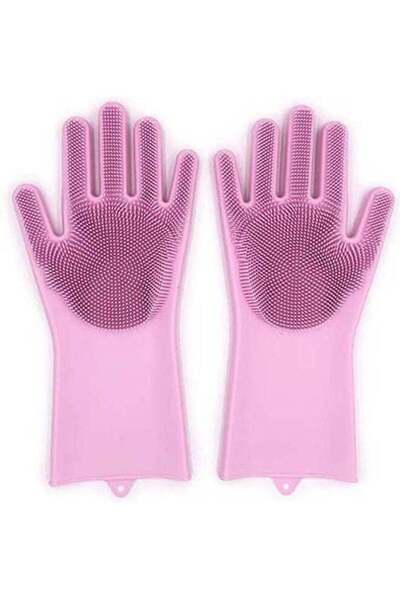 Zhengai 1 Pair Magic Silicone Gloves With Wash Scrubber, Reusable Brush Heat ...