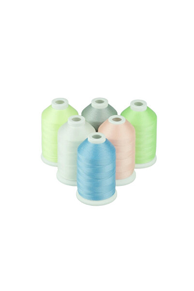 Simthread Embroidery Thread Set 6 Spools - 1000 m, Fluorescent Colors