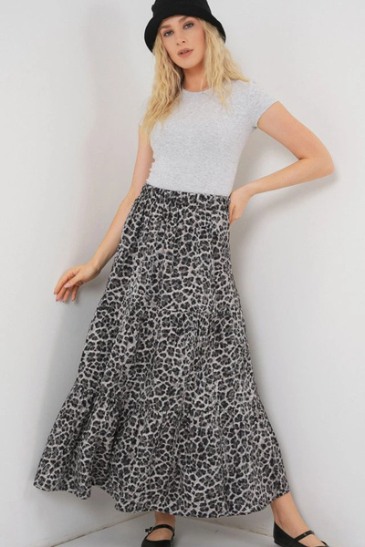 nedo7 Patterned Long Skirt 8053 - Anthracite