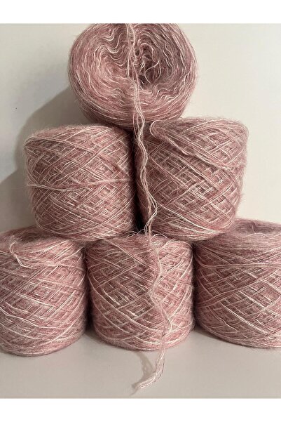 İPEK YÜN İPLİK DÜNYASI Angora Knitting Yarn (Dusty Rose, White) Sim (Pink, Wh...