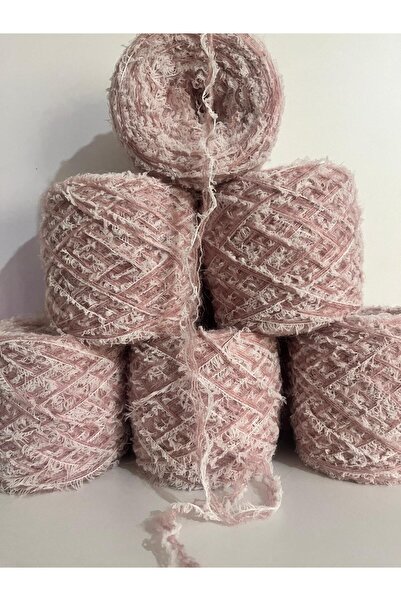 İPEK YÜN İPLİK DÜNYASI Angora Knitting Yarn 3 Ply (Dusty Rose) Soft Beard (Wh...