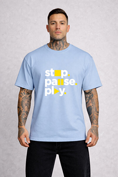 LORVEX T-Shirt Oversized Unisex 100% Cotton Comfortable Fit Stop Pause Printed