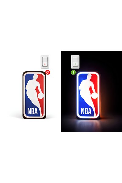 PurpleJam LED Işıklı Basketbol Logosu Duvar Tabelası | 22x10 cm | Adaptörlü D...
