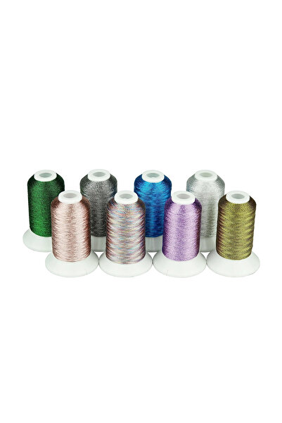 Simthread Embroidery Thread Set 8 Spools - 500 m, Pearl Metallic Colors
