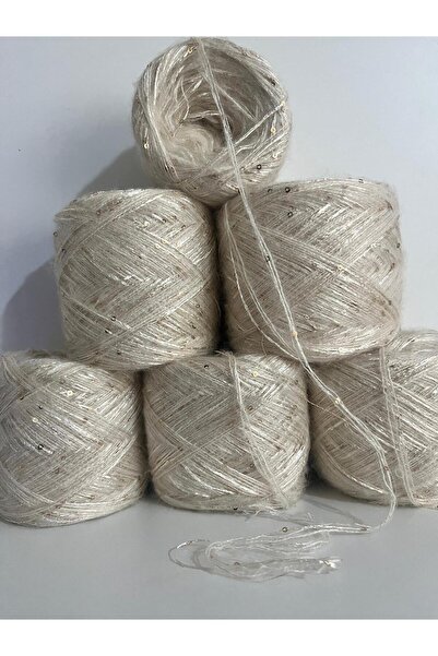 İPEK YÜN İPLİK DÜNYASI Ață de tricotat Angora 2 straturi (alb murdar) cu paie...