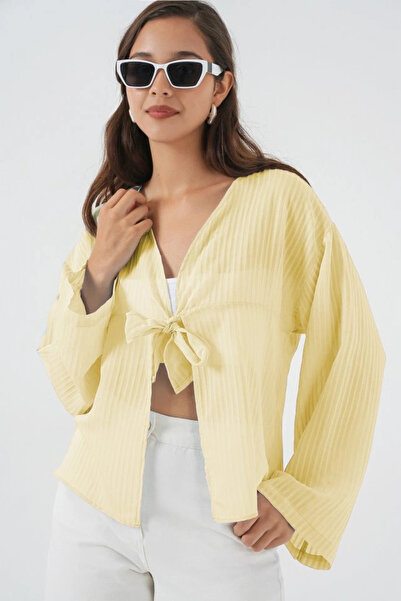 nedo7 بلوزة برباط أمامي 952 - أصفر