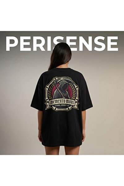 PERISENSE Tricou oversize unisex din bumbac pieptănat premium, cu imprimeu Gr...