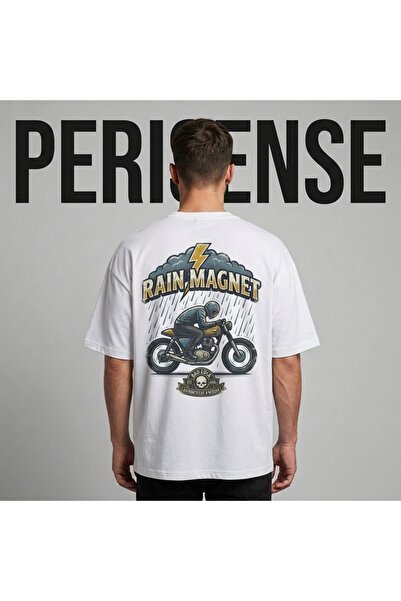 PERISENSE Tricou oversize unisex din bumbac pieptănat premium, cu imprimeu Ra...