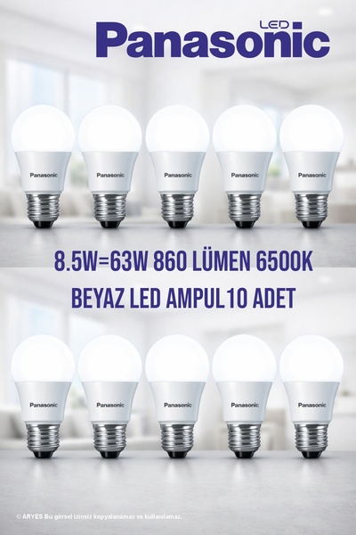 PANASONIC LED Ampul 8.5W E27 6500K Beyaz Işık 860 Lümen
