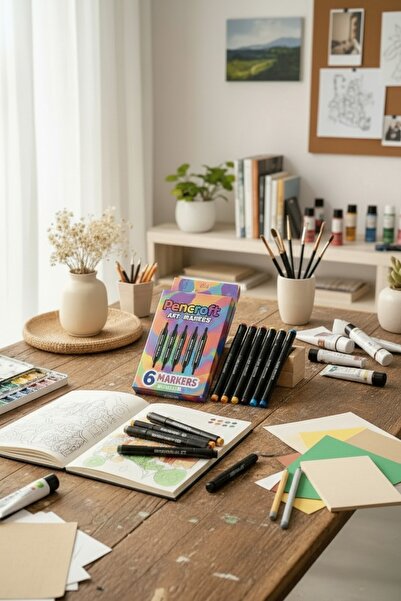 VANCKEY 6 Renk Çift Uçlu Keçeli Marker Seti | Kalın & İnce Uç | Profesyonel Ç...