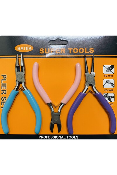 EleganTShoP Kargaburun Yuvarlak-Düz-Yan Keski Takı Pense Seti MX-14