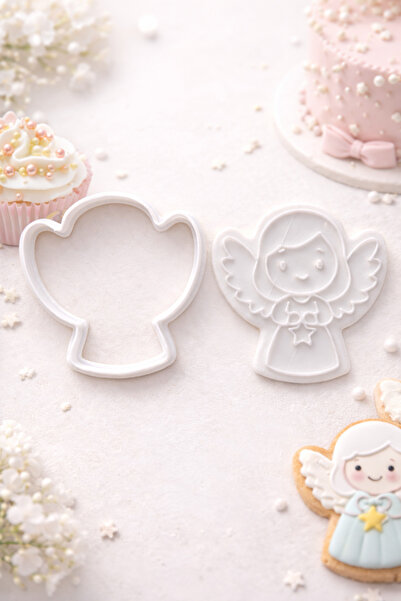 Serüven 3D Angel Figured Cake Press and Cutter Set – Sugar Paste & Cookie Mol...